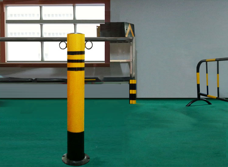 黃黑反光鋼管防撞柱東莞寮步廠家可定做